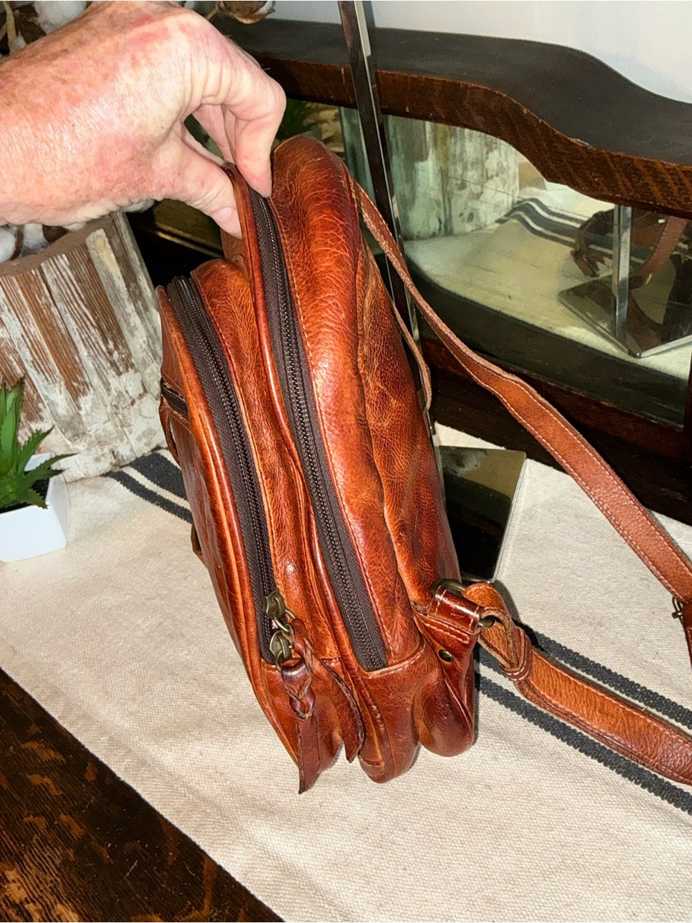 Bed Stu Leather Dominque Backpack Cognac DD Retail $235 - Picture 8 of 14
